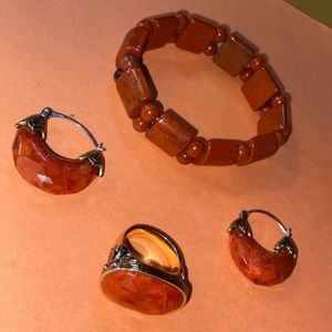 Ring, bracelet and earring set